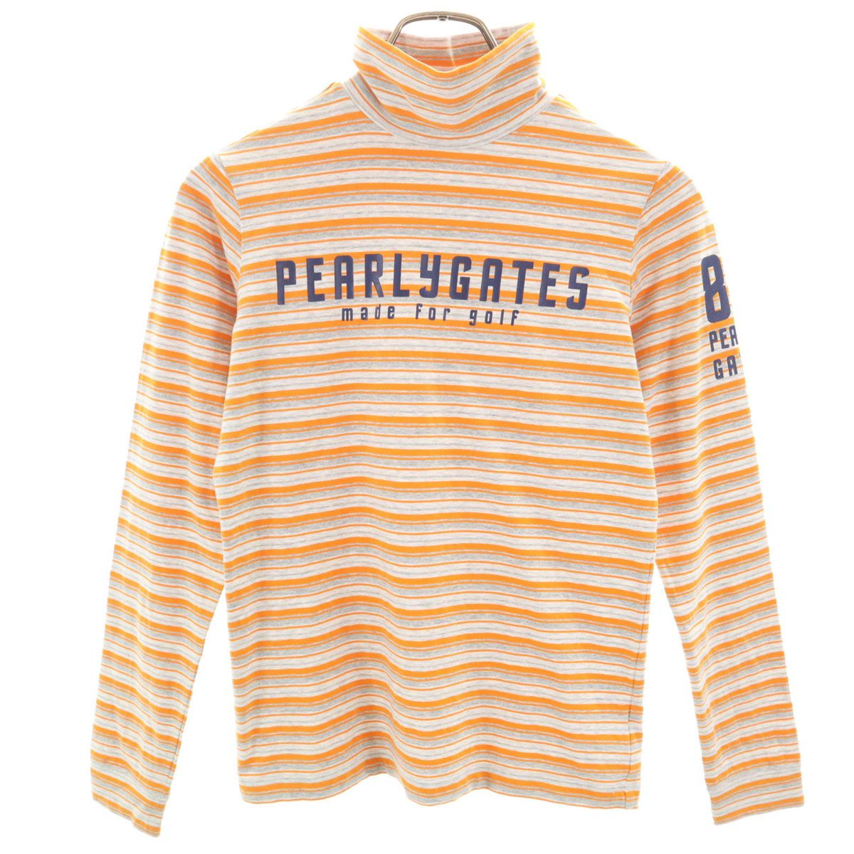 【未使用】PEARLY GATES 長袖カットソー 0 ボーダー PEARLY GATES パーリーゲイツ ボーダー柄 ゴルフ 長袖 ハイネック T