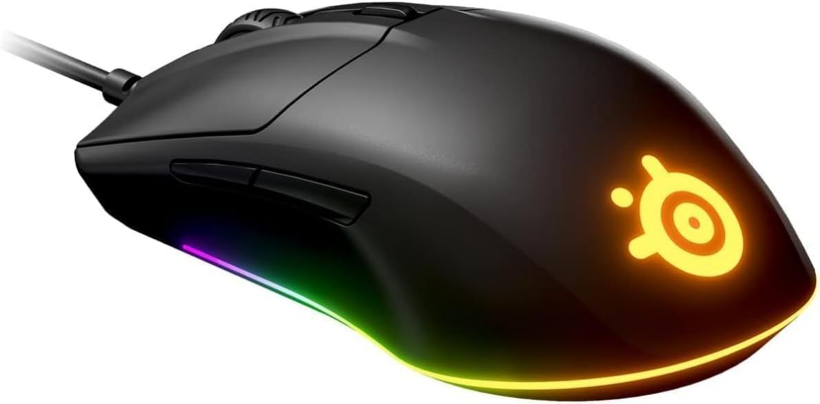 SteelSeries USB ゲーミングマウス 有線 軽量 低遅延 メカニカルスイッチ 3ゾーンRGBイルミネーション Rival 3 62513 [ブラック] [第一世代(有線)]