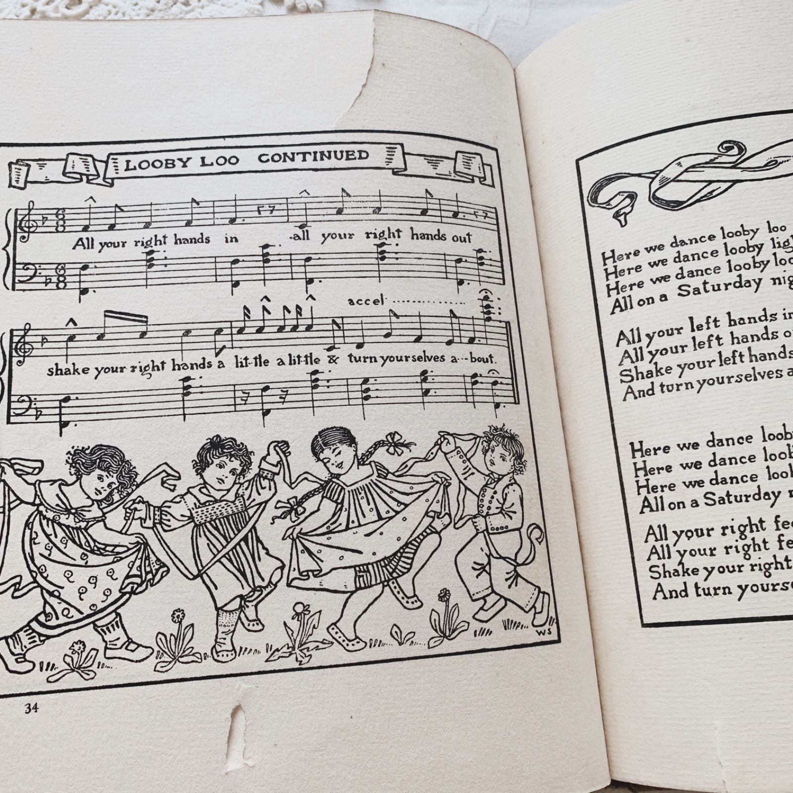 1894年出版 英国アンティーク歌絵本 Children's Singing Games