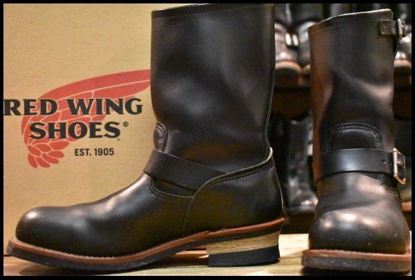【10D 箱付 良品 10年】レッドウィング 2268 エンジニア 黒 ブラッククローム スチールトゥ プルオン ブーツ redwing HOPESMORE【GF262】
