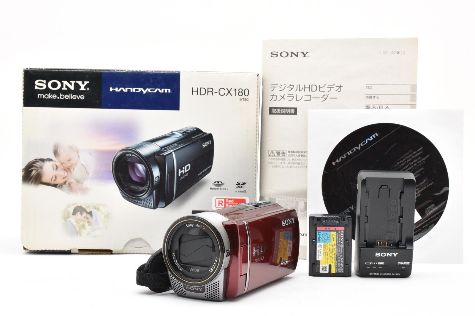 ★極上品★ソニー SONY ビデオカメラ HANDYCAM HDR-CX180 レッド★元箱付