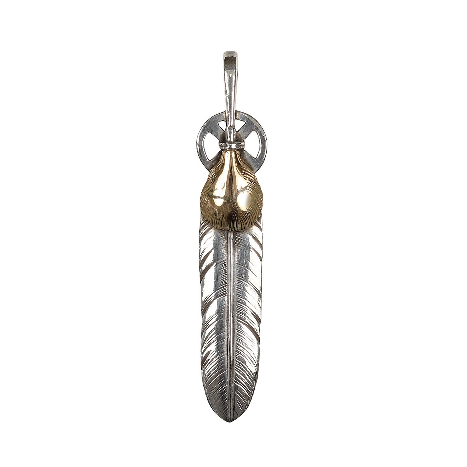 goros ゴローズ  金ハート ホイール フェザー  シルバー 大  ブランド アクセサリー インディアンジュエリー ペンダントトップ【メンズ】【中古】 goros ゴローズ 金ハート ホイール フェザー シルバー 大 ブランド