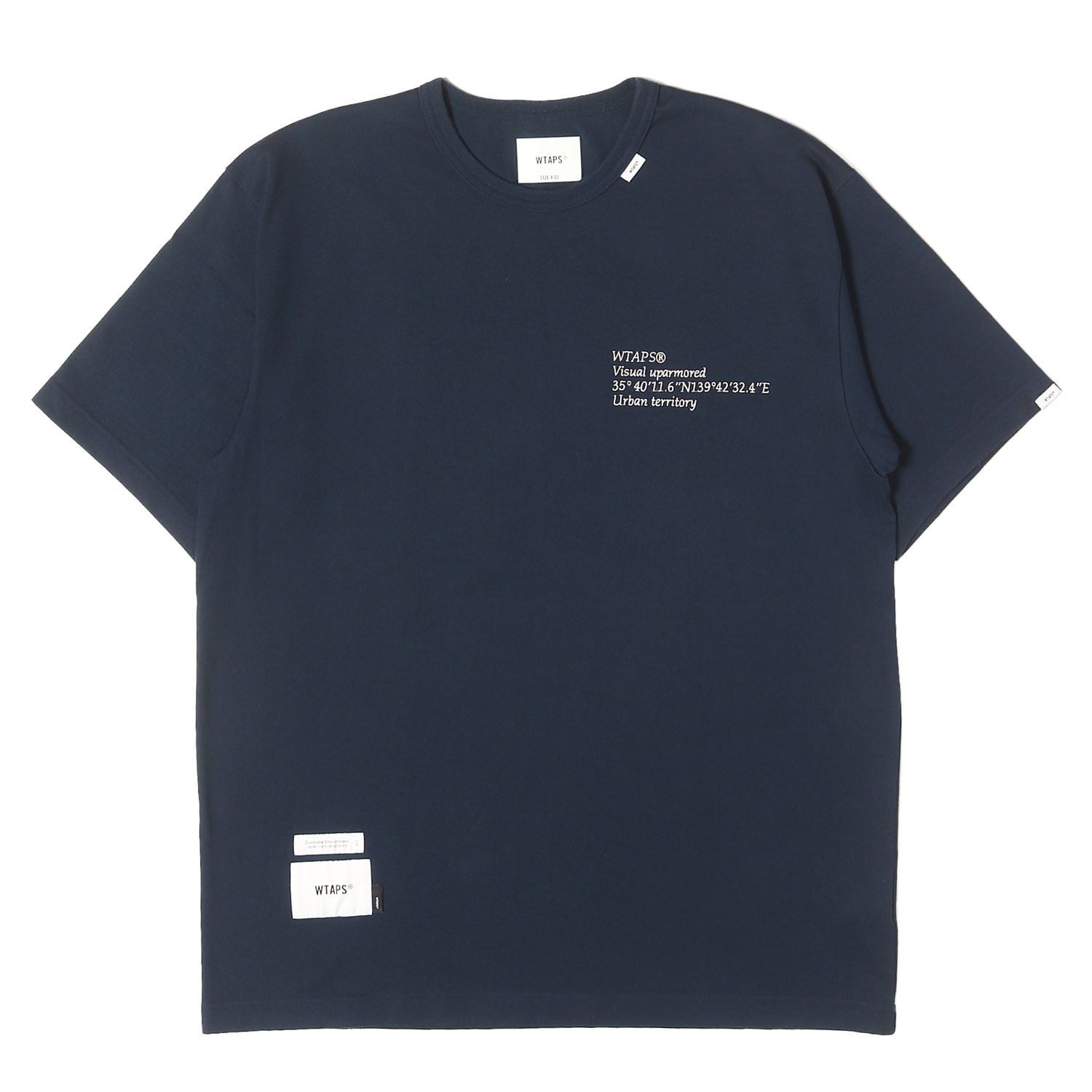 WTAPS ダブルタップス Tシャツ ネイビー 紺 サイズ:L 21SS ロゴ刺繍 ヘビーウエイト クルーネック Tシャツ INSECT 03 / SS トップス カットソー 半袖【メンズ】【中古】