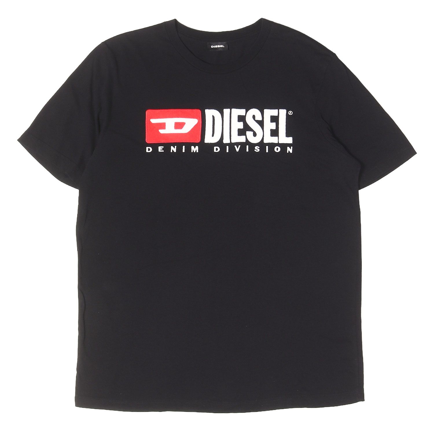 DIESEL ディーゼル Tシャツ ブラック 黒 サイズ:L ロゴ アップリケ クルーネック Tシャツ トップス カットソー 半袖【メンズ】【中古】
