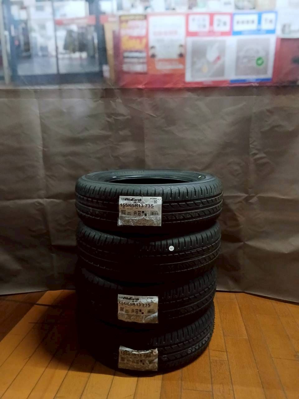 ﾖｺﾊﾏ　ﾌﾞﾙｰｱｰｽAE01　155/65R13　2021年製　4本ｾｯﾄ　★オク004