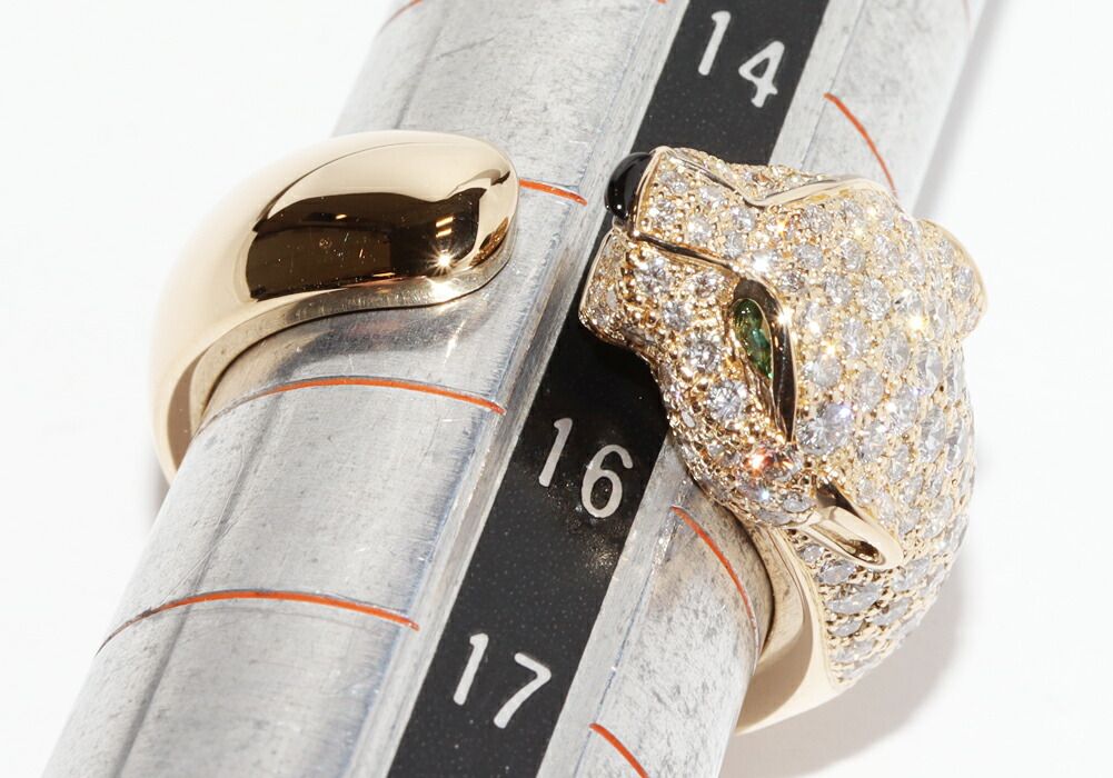 カルティエ 指輪 K18YG ダイヤ1.15ct エメラルド2P オニキス1P