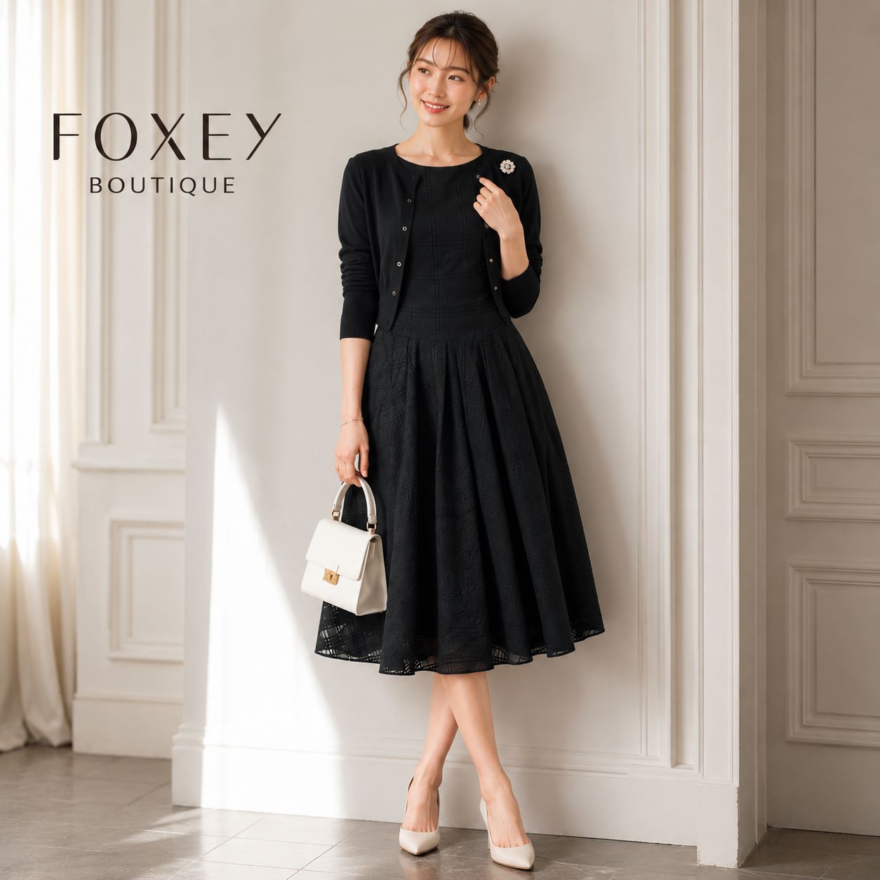 美品 / 参考価格136,000円 究極の漆黒ドレス】FOXEY BOUTIQUE 39557