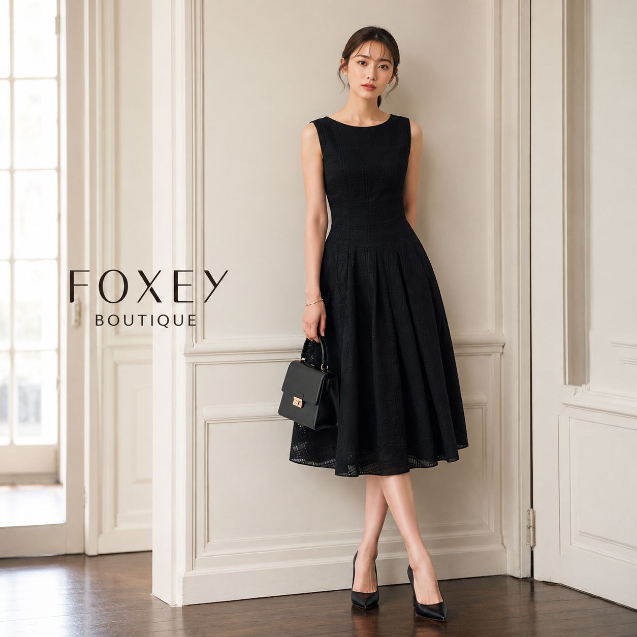美品 / 参考価格136,000円 究極の漆黒ドレス】FOXEY BOUTIQUE 39557