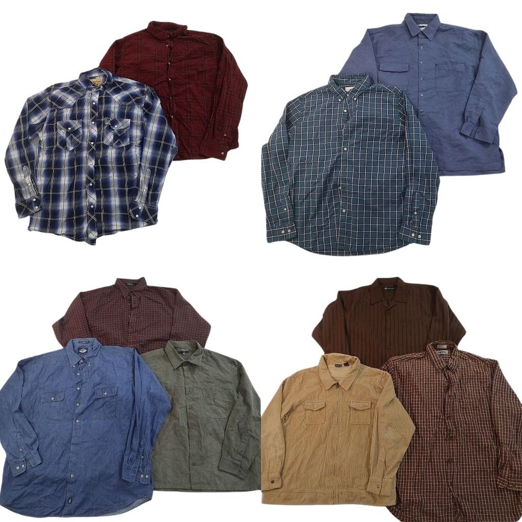 古着卸 まとめ売り 長袖シャツMIX 10枚セット ( メンズ XL ) ウエスタン デニムシャツ 中古 古着 NF3639