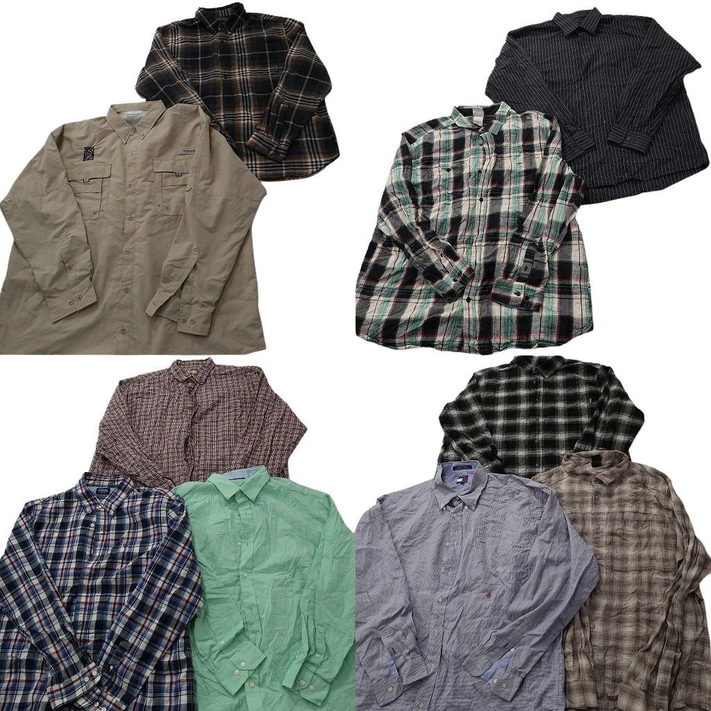 古着卸 まとめ売り ブランドMIX 長袖シャツ 10枚セット ( メンズ 2XL ) エディーバウアー ノーティカ カルバンクライン 中古 古着 NF3642 9,000円