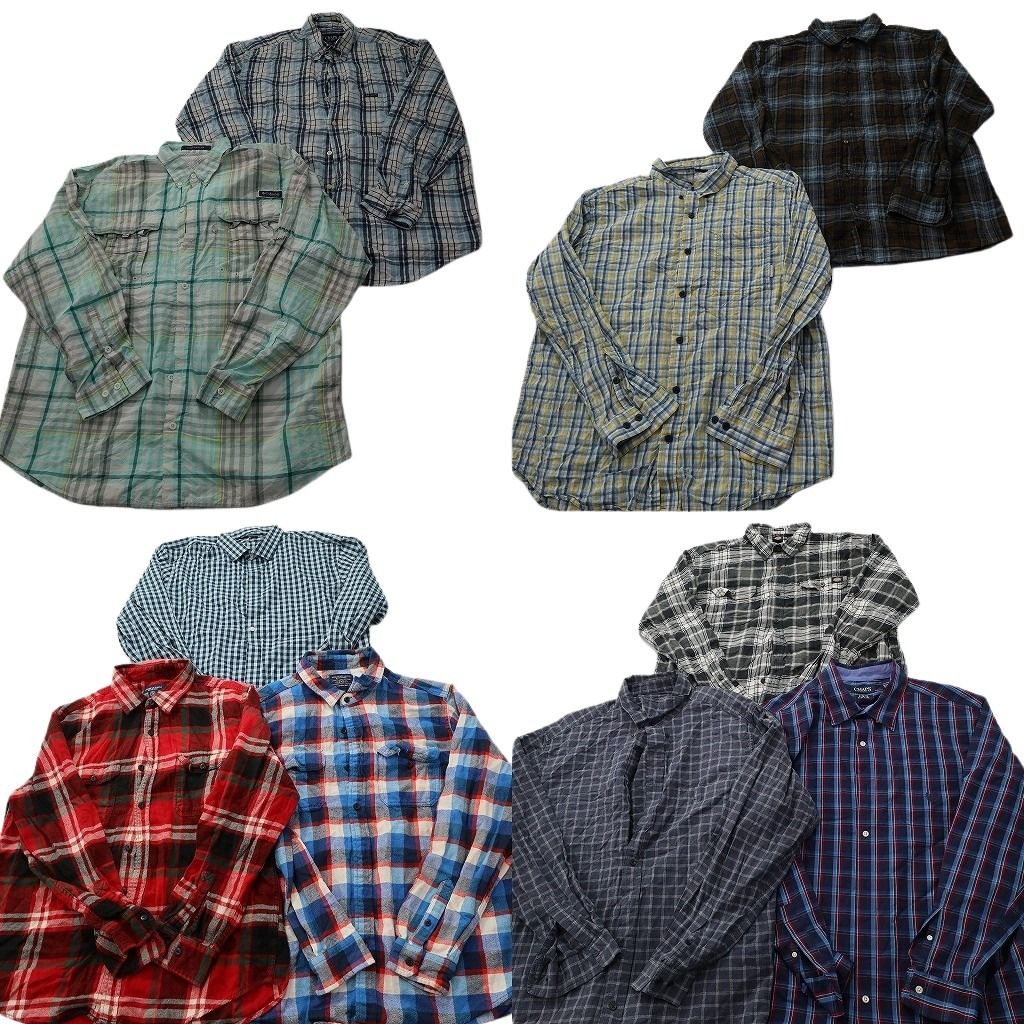 古着卸 まとめ売り ブランドMIX 長袖シャツ 10枚セット ( メンズ XL ) ディッキーズ コロンビア アメリカンイーグル 中古 古着 NF3643