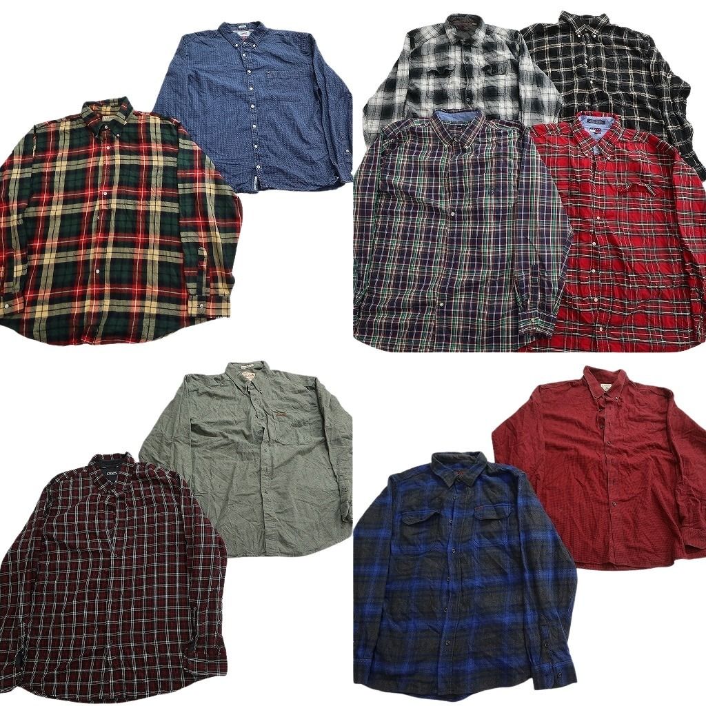 古着卸 まとめ売り ブランドMIX 長袖シャツ 10枚セット ( メンズ 2XL ) エルエルビーン オービス トミー ウールリッチ 中古 古着 NF3681