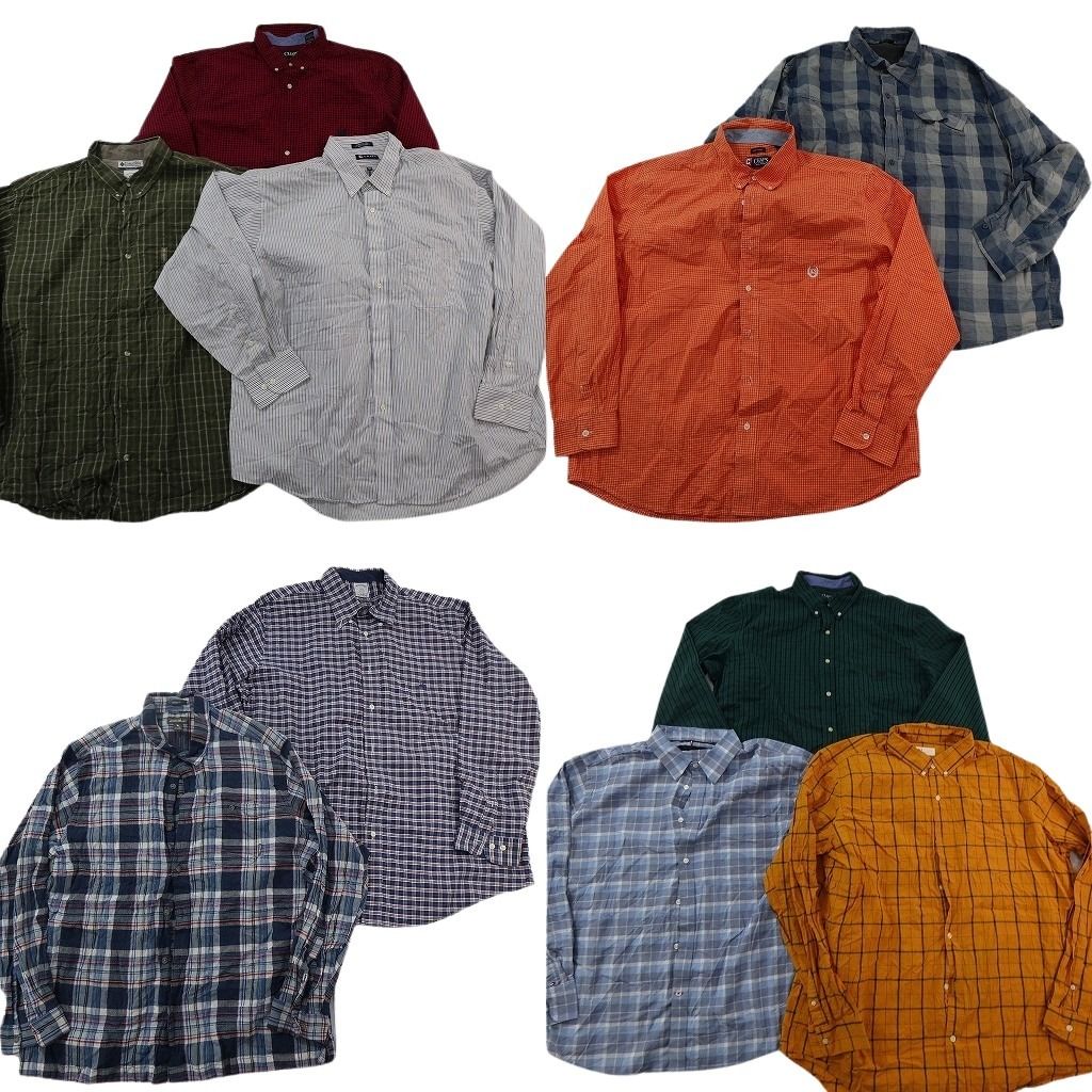 古着卸 まとめ売り ブランドMIX 長袖シャツ 10枚セット ( メンズ 2XL ) コロンビア エディーバウアー ブルックス 中古 古着 NF3715