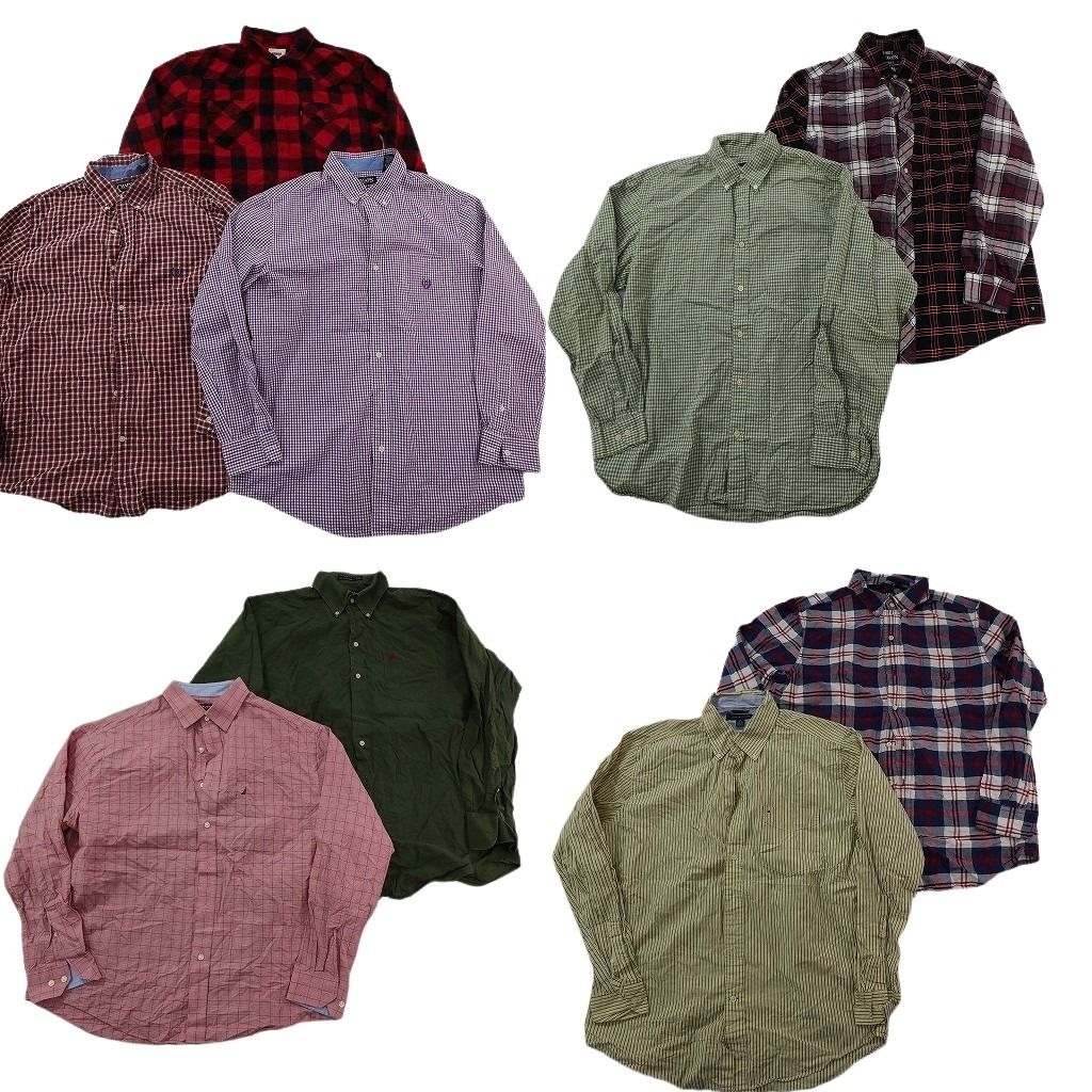 古着卸 まとめ売り ブランドMIX 長袖シャツ 9枚セット ( メンズ L ) ノーティカ リーバイス GAP トミー 中古 古着 NF3719