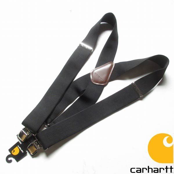 新品 Carhartt カーハート 伸縮素材×レザー X型 クリップ式 ワーク サスペンダー 黒 XL ブラック Xバック ブレイシーズ D154-52-0009ZV