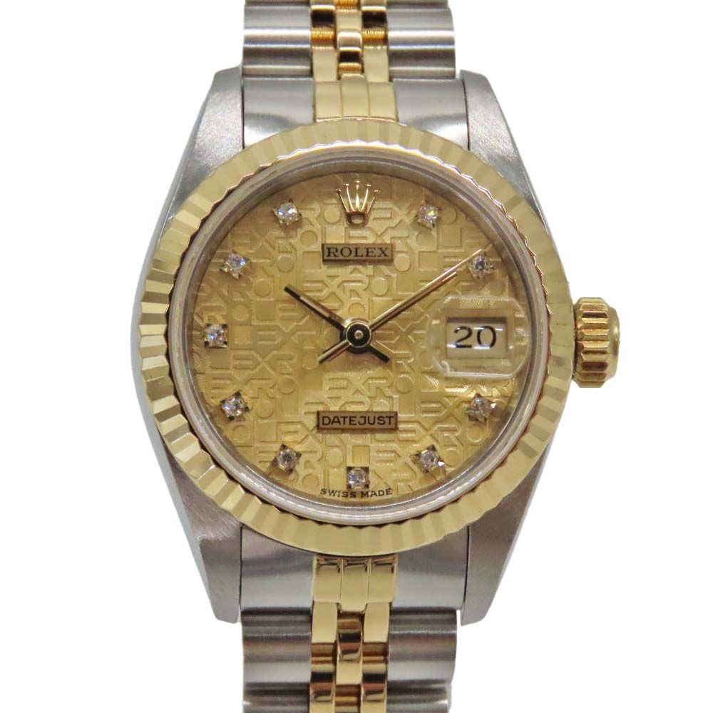 〈新品仕上げ〉 【中古】 ROLEX ロレックス 69173G デイトジャスト コンピューター 10Pダイヤ レディース SS YG 自動巻き コンビ 26mm 高級腕時計 A2504019 【無料ギフトラッピング承ります】