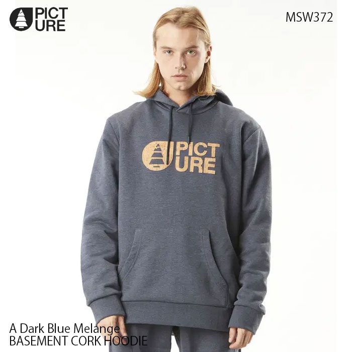 パーカー ピクチャー 24-25 PICTURE BASEMENT CORK HOODIE メンズ 日本正規品 ダークブルー フーディ コルクロゴ