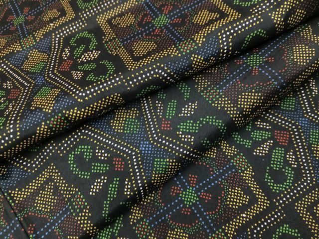 平和屋着物●本場大島紬　染大島　幾何学文様　正絹　逸品　AABI6344ph