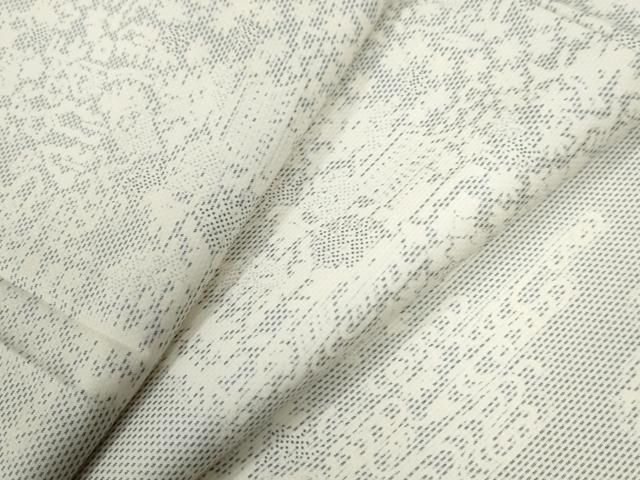 平和屋着物●本場大島紬　白大島　草花文　正絹　逸品　未使用　CABG0193yc