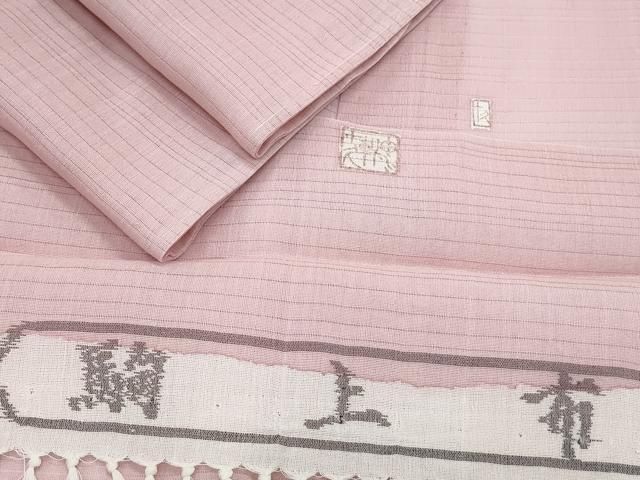 平和屋着物＊加賀友禅の巨匠　初代　由水十久　夏物　色無地　駒上布　変わり絽　鴇色　証紙付き　正絹　逸品　CABJ0834th