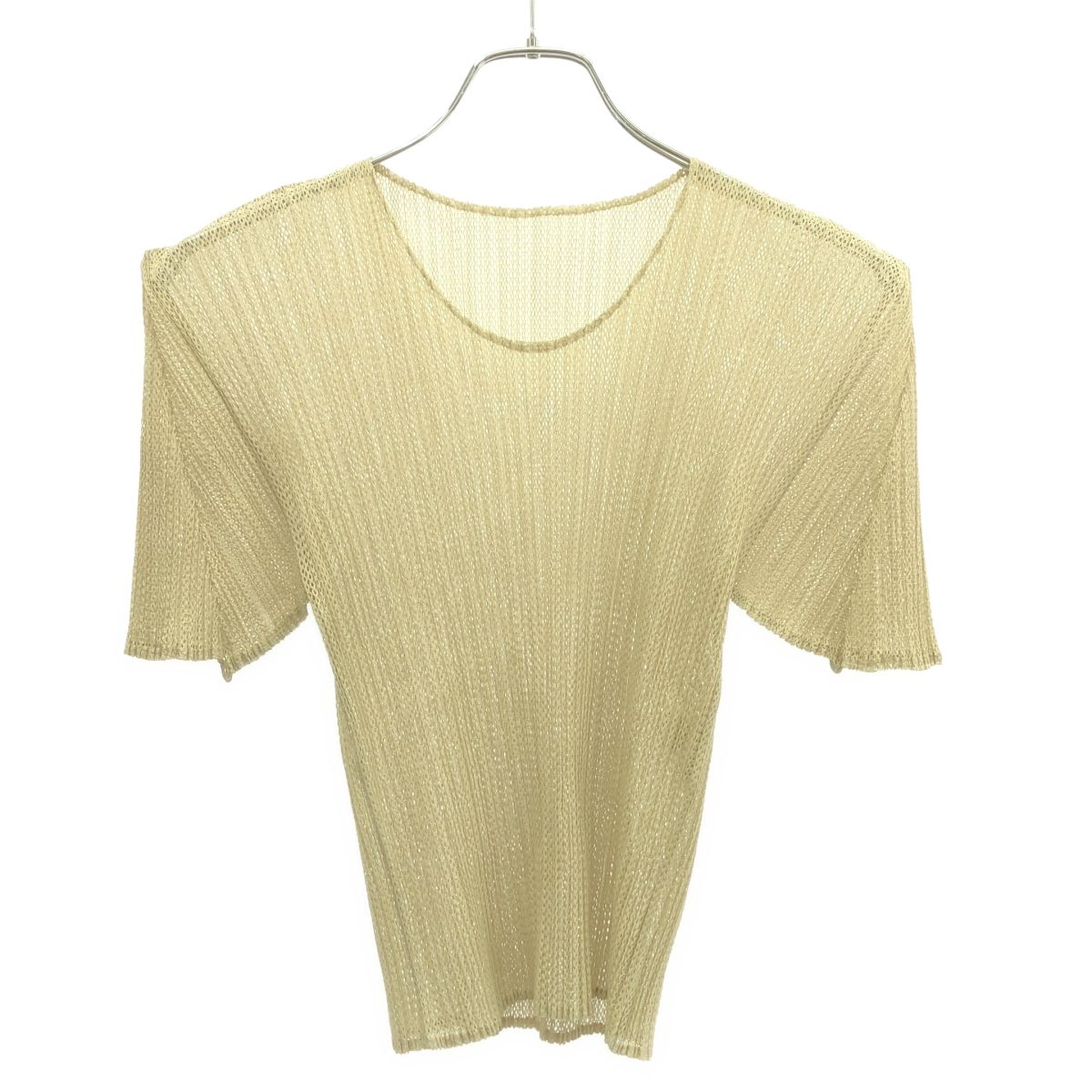 PLEATS PLEASE イッセイミヤケ 半袖 襟付き シャツ プリーツ 黄色 
