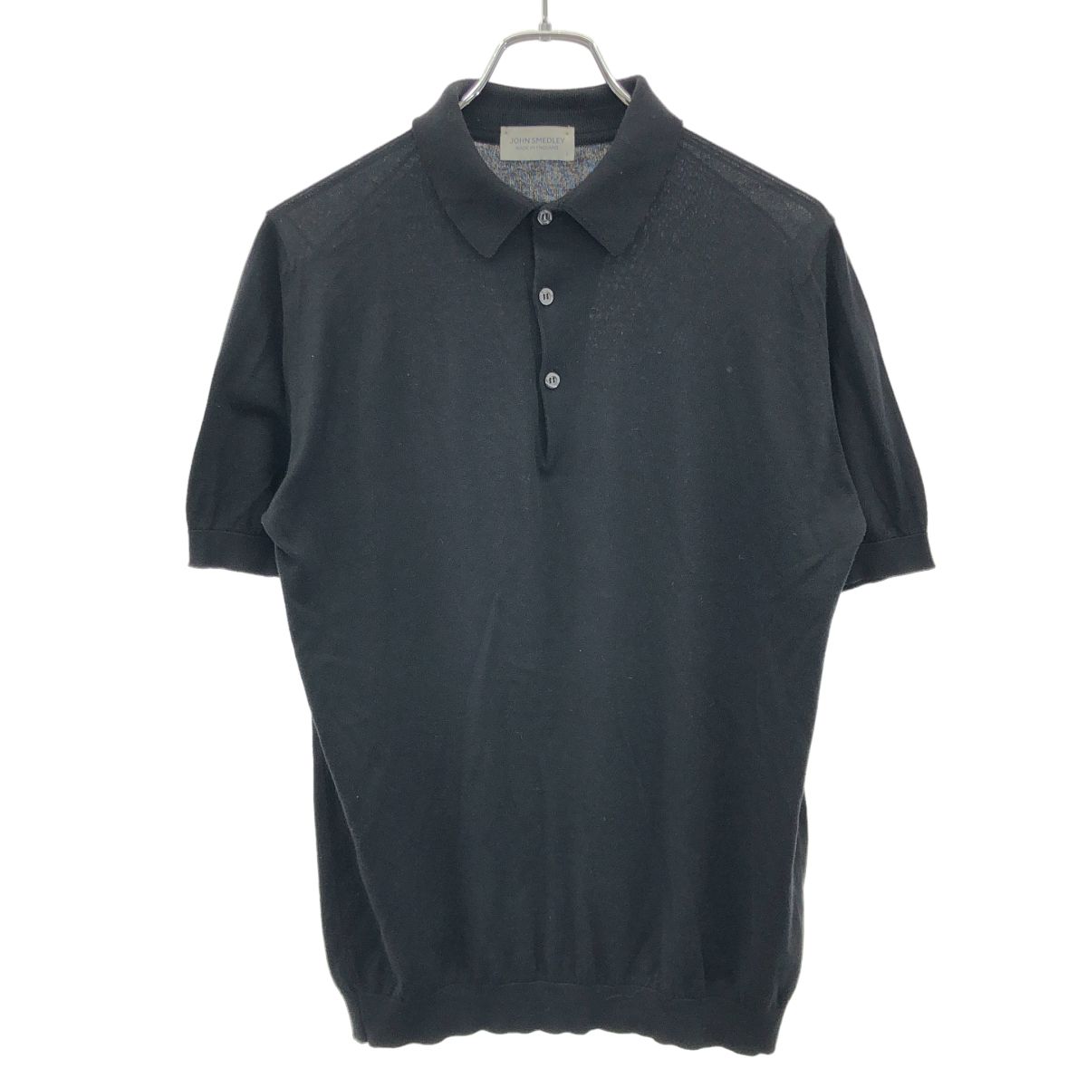 JOHN SMEDLEY ジョンスメドレー コットンニットポロシャツ ブラック L