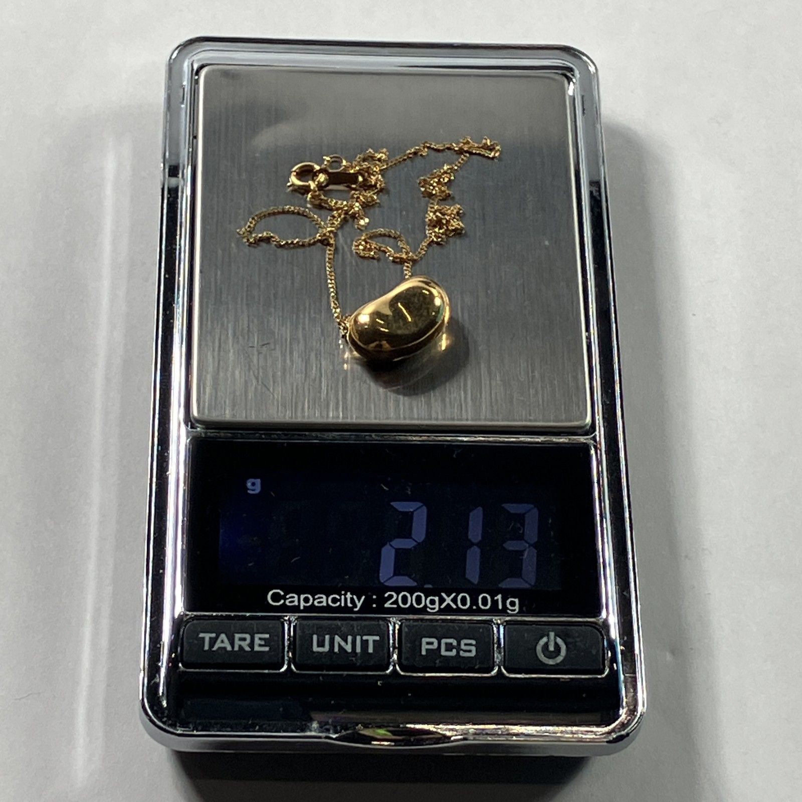 ☆ K18刻印 750刻印 18金 イエローゴールド ネックレス ビーンズ型
