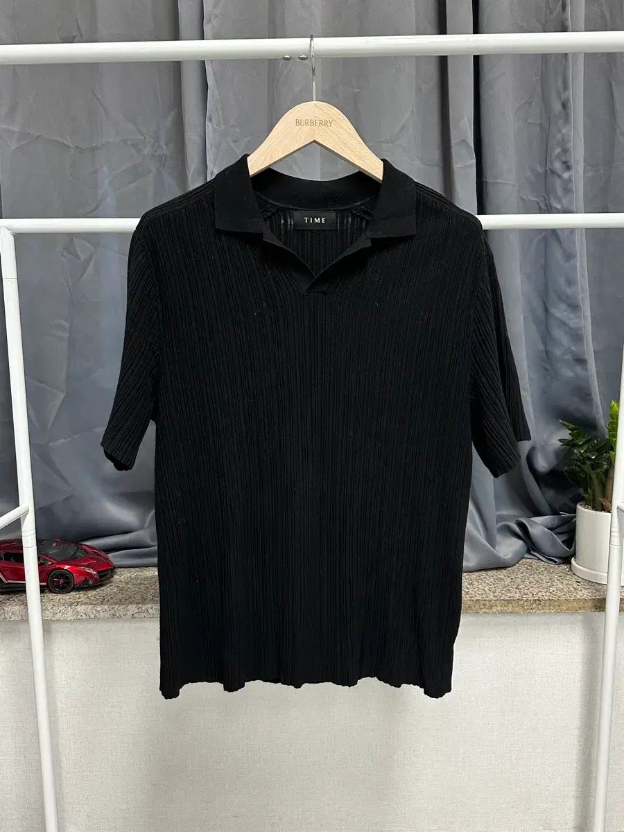 TIME HOMME 正規品 / メンズ95-100 / ブラック 新モデル プリーツ ニット半袖