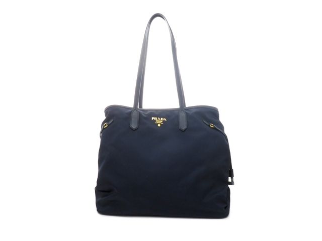 PRADA プラダ バッグ トートバッグ ネイビー ナイロン/サフィアーノ