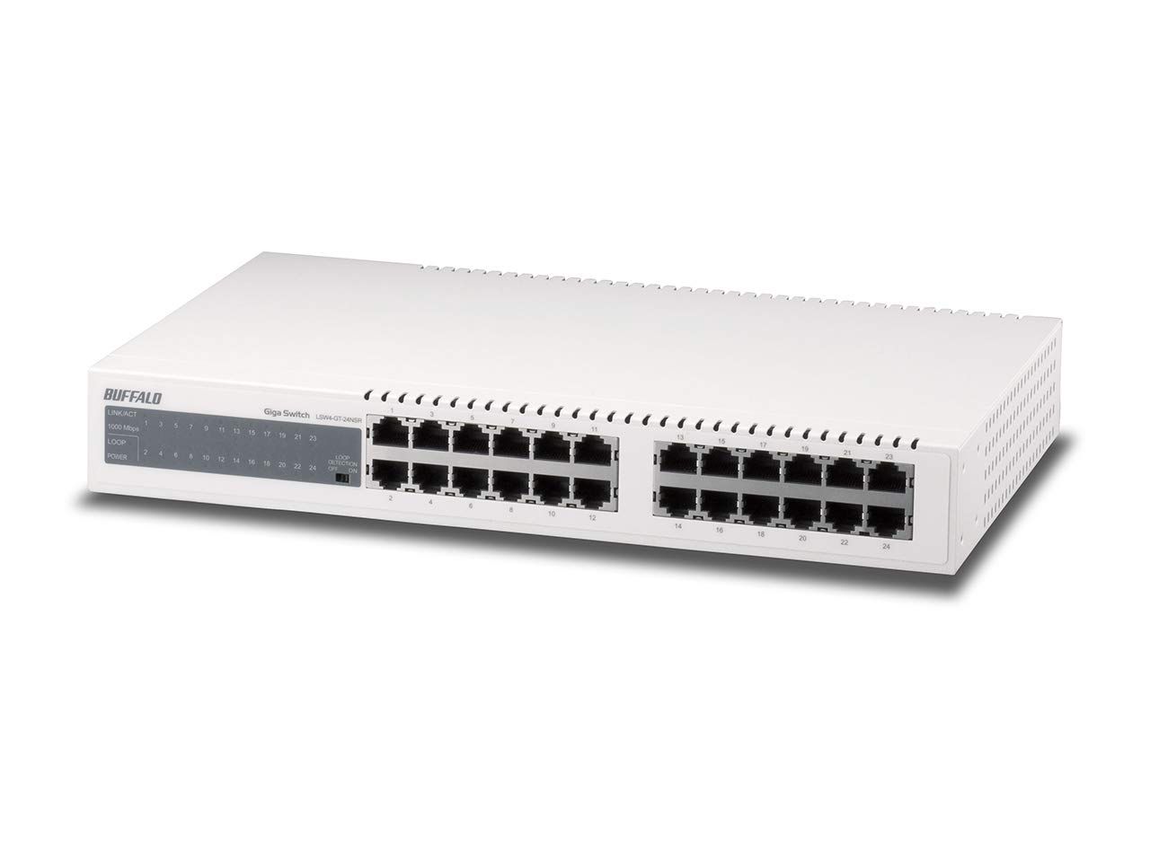 バッファロー BUFFALO Giga対応 金属筺体 電源内蔵 24ポート ホワイト スイッチングハブ LSW4-GT-24NSR [単品] [24ポート]