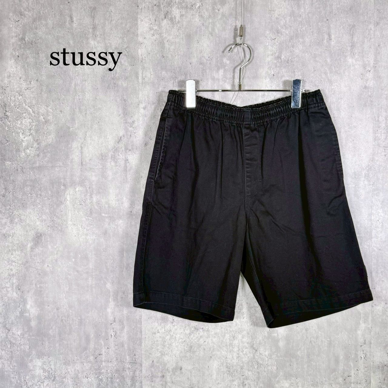 『stussy』ステューシー(S)コットン ショートパンツ ハーフパンツ ブラック