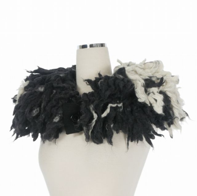 ドリスヴァンノッテン DRIES VAN NOTEN 22AW NANCE シャギーウール ネックウォーマー スヌード マフラー ONE ブラック/ホワイト 012200-5722