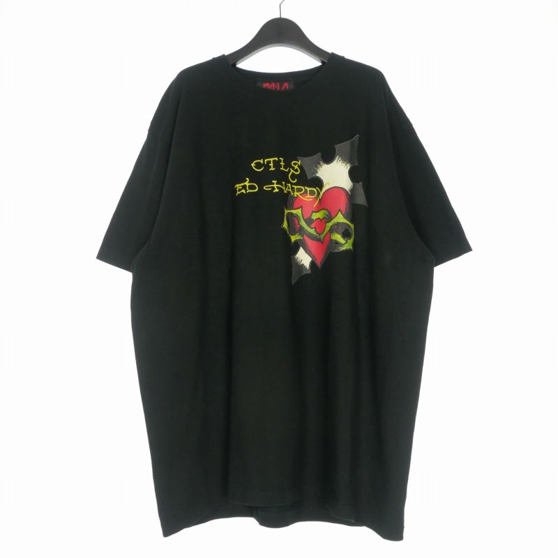カタリスト CVTVLIST × エドハーディー ED HARDY 21AW COLLAB S/S TEE プリント クルーネックTシャツ カットソー 半袖 2 ブラック 黒 210111EH07