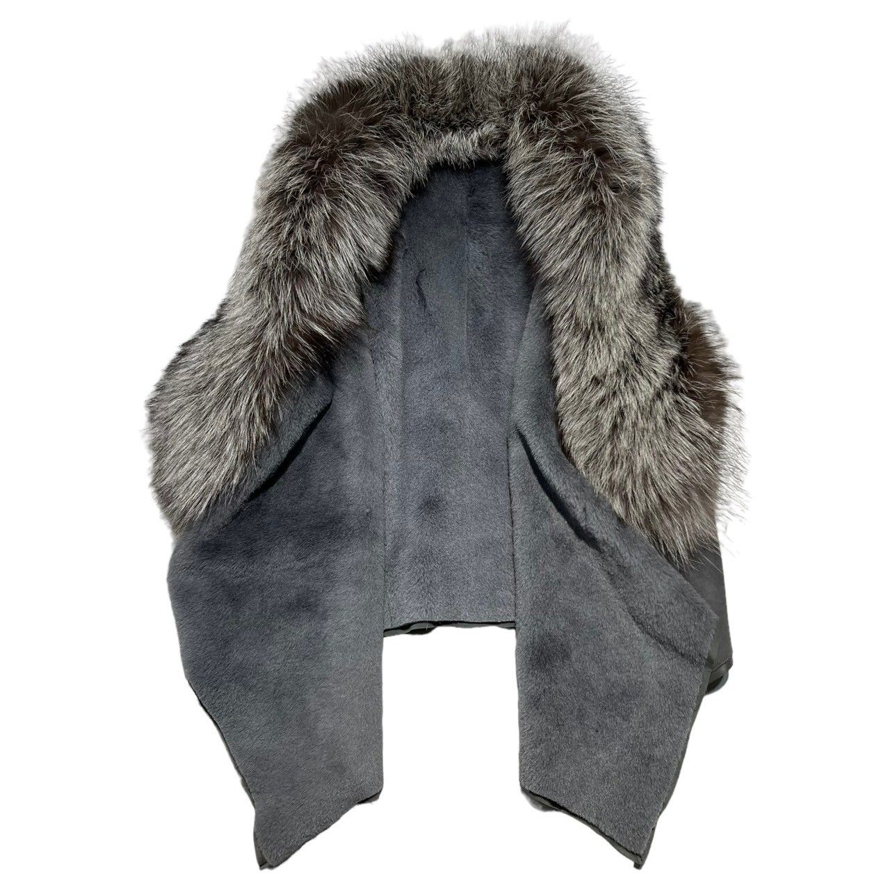 USED(ユーズド) リアル フォックス ファー ムートン ベスト 12725-00308 2(M程度) グレー 本革