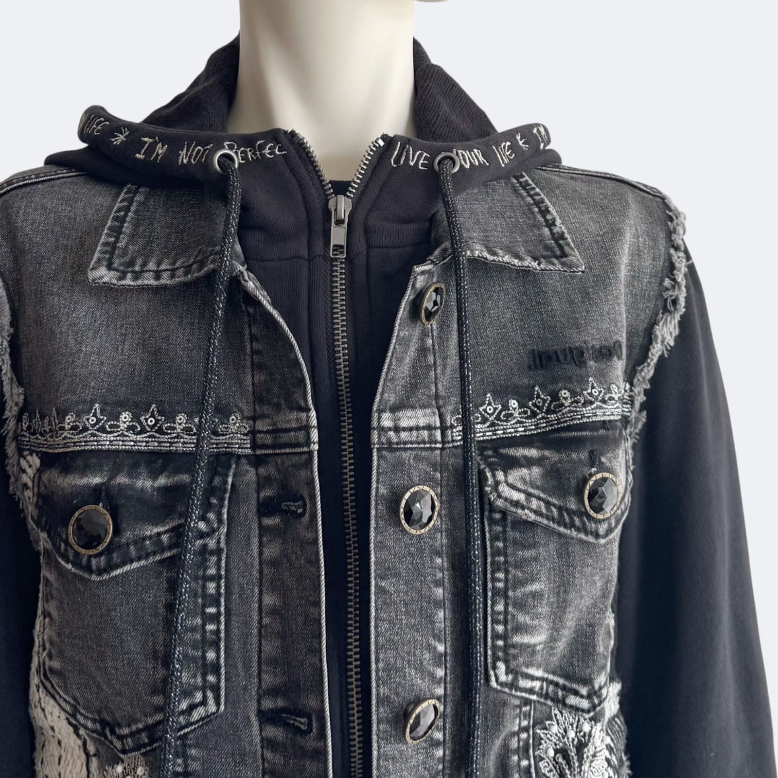 Desigual デシグアル デニムジャケット ブラック ブルゾン フード 