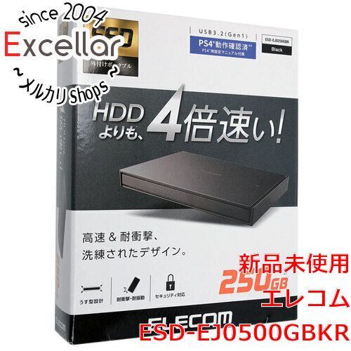 [bn:5] ELECOM　外付けポータブルSSD　ESD-EJ0500GBKR　ブラック　500GB