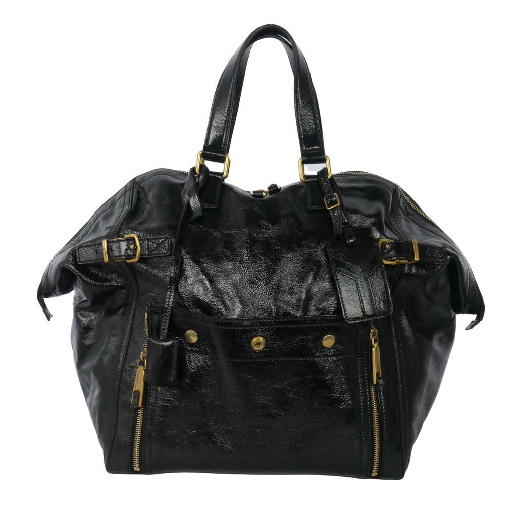 イヴサンローラン YVES SAINT LAURENT ダウンタウン DOWNTOWN トート パテントレザー ハンドバッグバッグ 黒 ブラック 172453