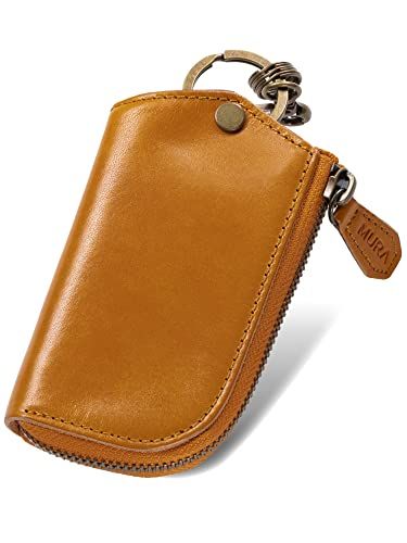【新品】[MURA] キーケース メンズ 本革 【 使い込むほど美しく馴染む、上質イタリアンレザー 】 スマートキー対応 サッと出せるL字ファスナー 交通系IC対応 コンパクト スマートキーケース ムラ (イエロー) a0631687