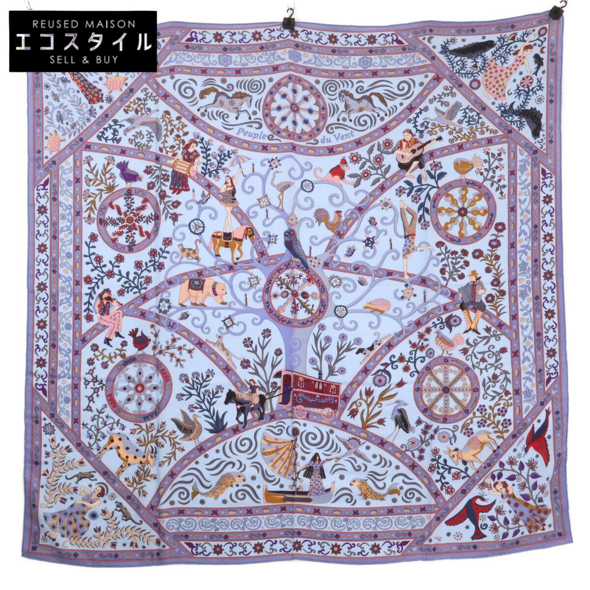 HERMES　エルメス　【新品同様】H242502S-26 PEUPLE DU VENT 風の民 カシミヤ/シルク ショール
