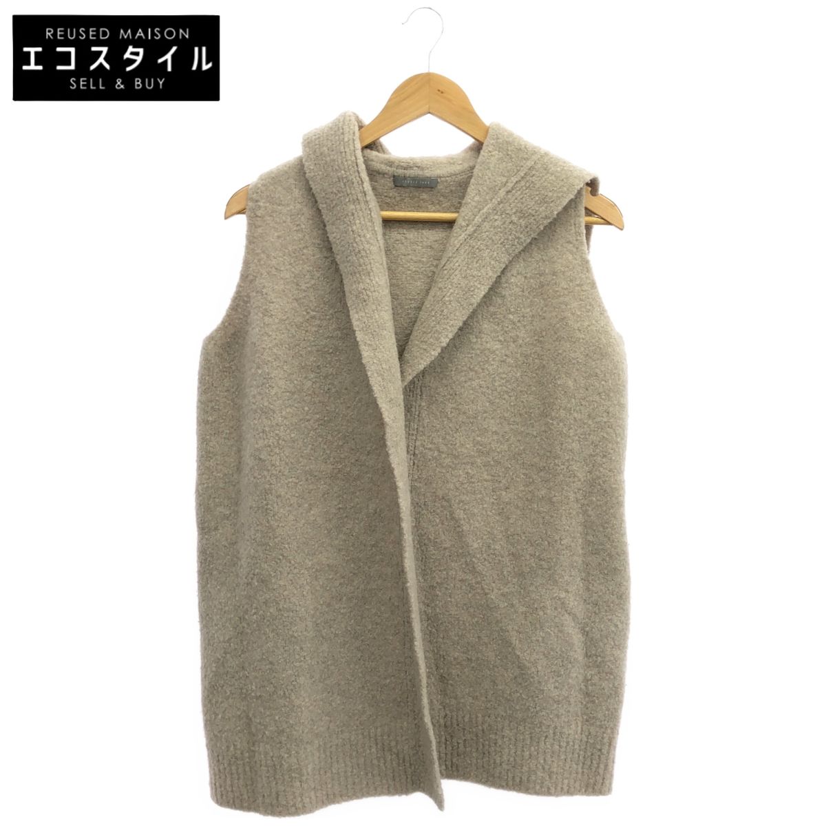 theory luxe　セオリーリュクス　24AW 03-4403715 Piazzo Dora SL ベージュ ウール混 ノースリーブ フーディニットジレカーディガン　S32