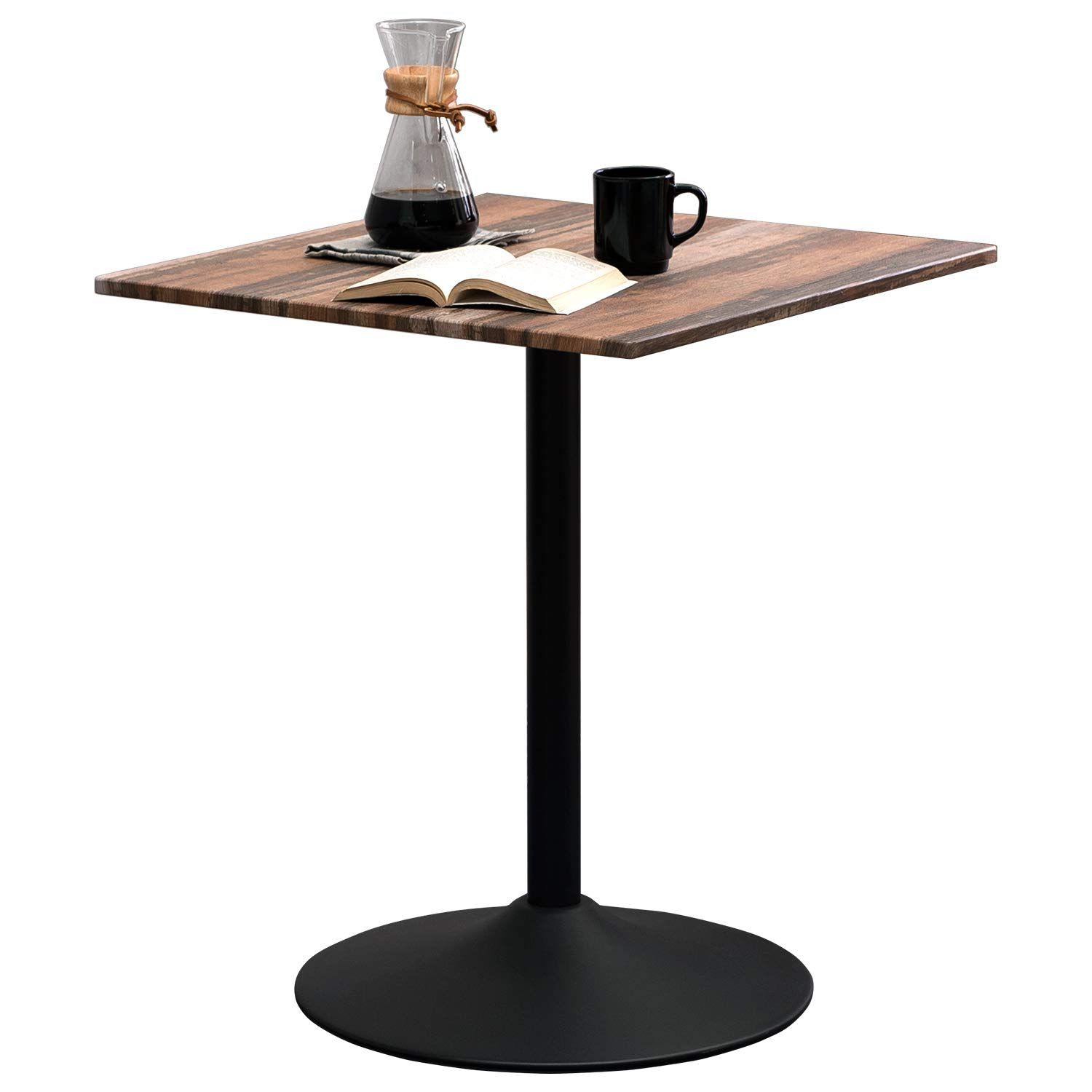 ★新品★萩原(Hagihara) ダイニングテーブル カフェテーブル ダイニング 食卓 【木目調天板×スチール脚】 正方形 角型 インダストリアル 幅60 ライトブラウン LT-4919LBR