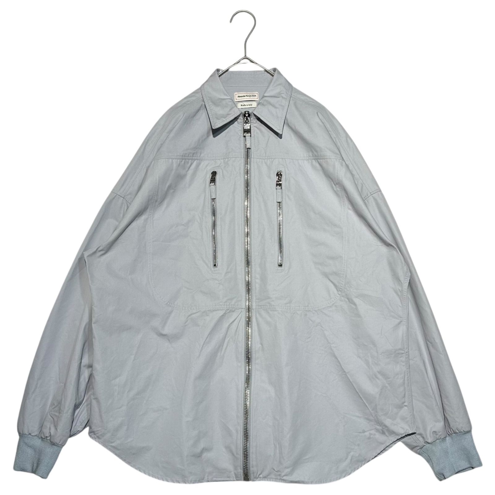 ALEXANDER MCQUEEN(アレキサンダーマックイーン) 2021s zip up long sleeve shirt jacket ジップアップ 長袖 シャツ ジャケット C-JP54-2021-1570-0221 M~L程度 ライトブルー