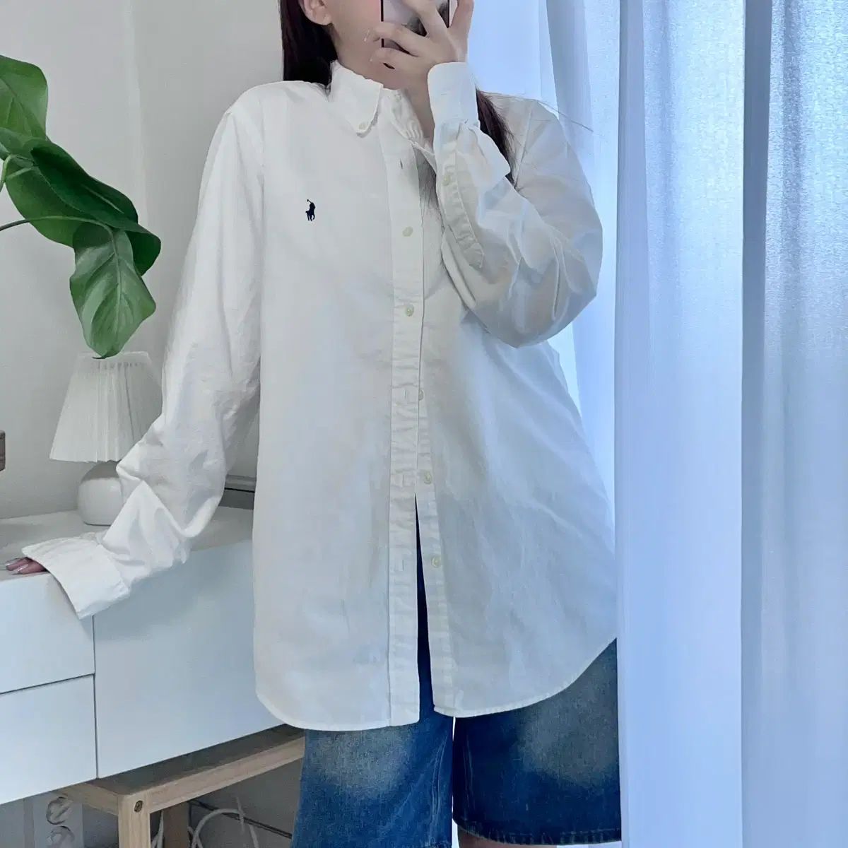 正規品 ポロ 白 / 紺 ポニー オックスフォード シャツ Classic M