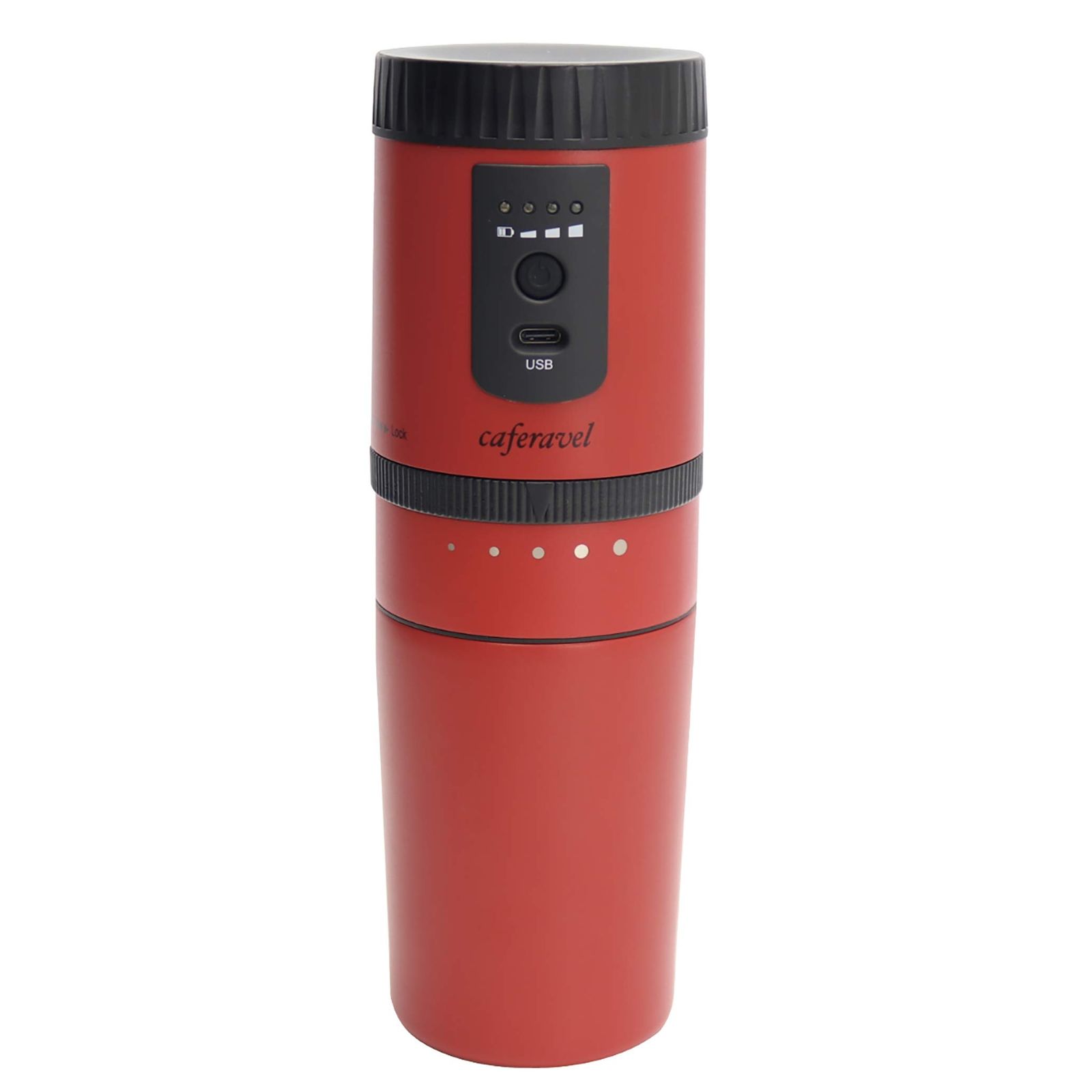 マクロス 電動式 オールインワン コーヒーメーカー caféravel（カフェラベル）（豆を挽く、ドリップ、飲むがこれ一台で） レッド MEK-83