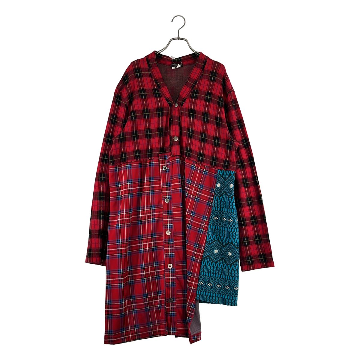 【美品】 COMME des GARCONS HOMME PLUS / コムデギャルソンオムプリュス | 2020AW | 再構築 変形 アシンメトリー ロング ニット カーディガン | L | レッド系 | メンズ