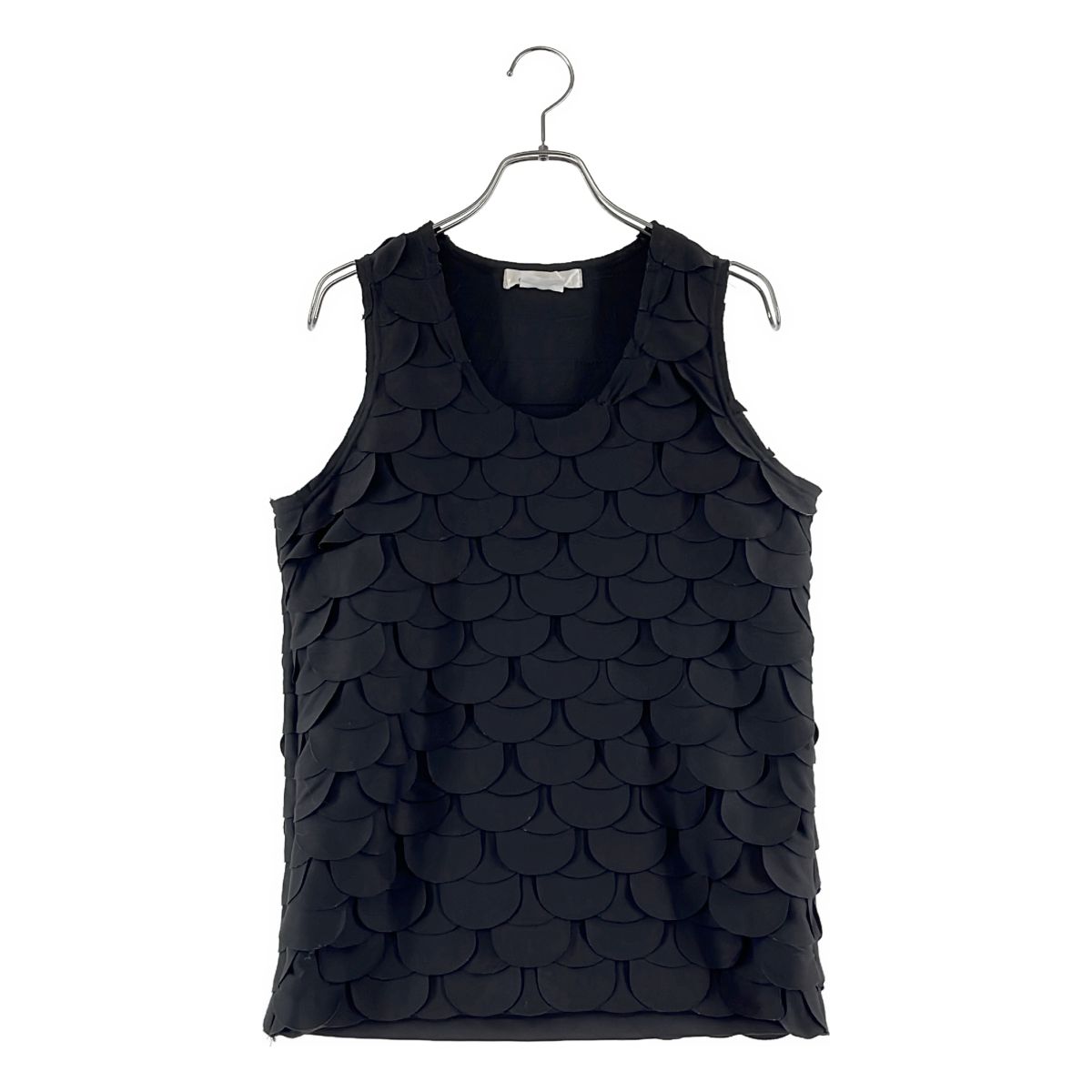 コムデギャルソン 断ち切り フリル ノースリーブ カットソー 濃紺 COMME des GARCONS / コムデギャルソン | 2023SS | スケール フリル