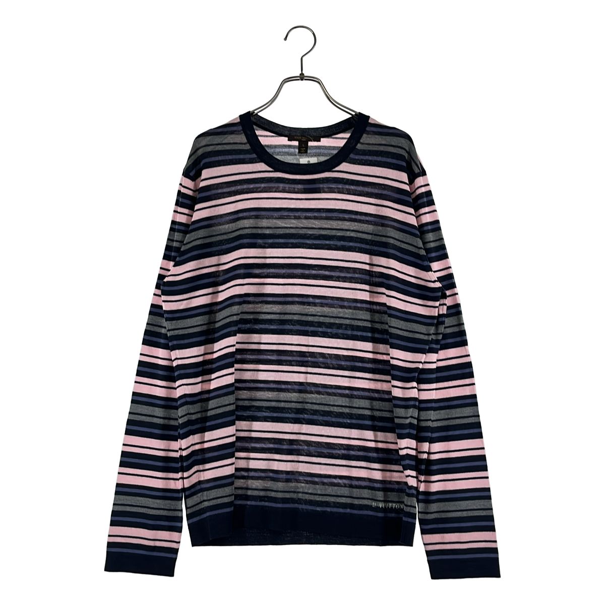 Louis Vuitton クルーネック ボーダー シルクニット セーター 美品】 Louis Vuitton / ルイヴィトン | ウール シルク ボーダー