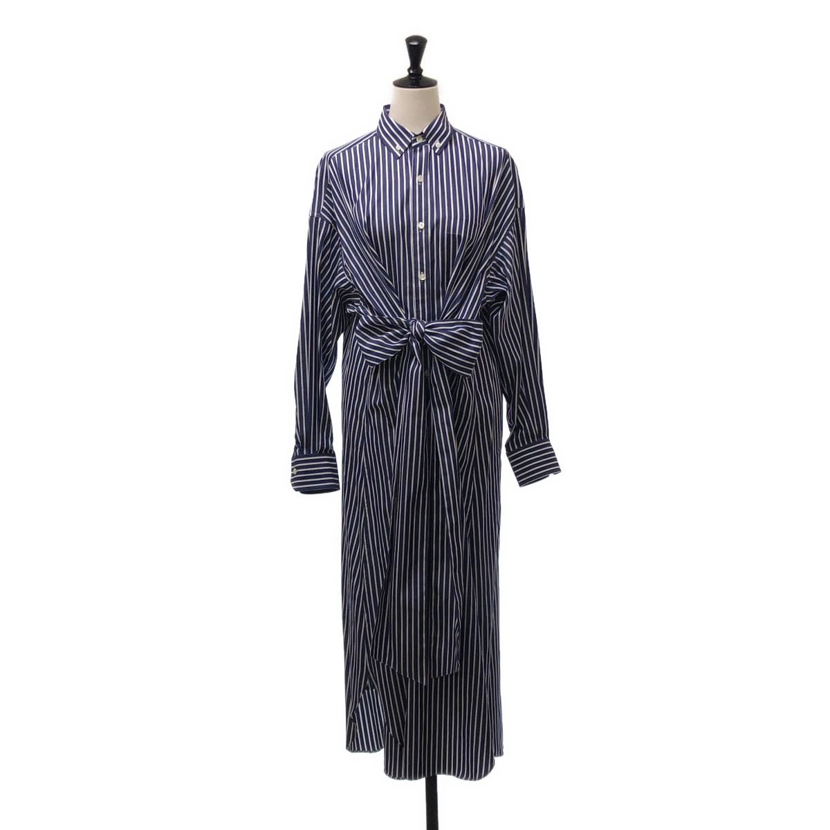 美品】 HYKE / ハイク | ストライプ ロゴボタン シャツ ワンピース | 1