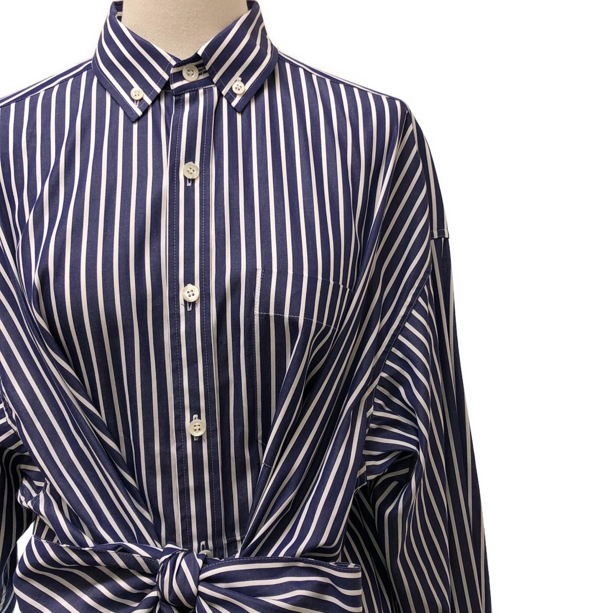 美品】 HYKE / ハイク | ストライプ ロゴボタン シャツ ワンピース | 1