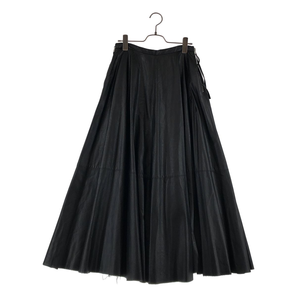 【美品】 MM6 Maison Margiela / エムエムシックスメゾンマルジェラ | 2021SS | エコレザー サイドジップ フレアスカート | 38 | ブラック | レディース